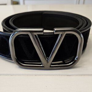 Valentino Garavani Reversible Nero (Black) Toile Iconography Belt 95cm/Size 36